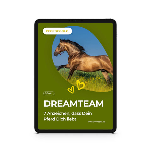 E-Book "7 Anzeichen, dass Dein Pferd Dich liebt" von Pferdegold - entdecke die schönsten Liebesbeweise zwischen Mensch und Pferd.