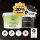 Zwei Pferdegold® Fellwechsel Basis Duo Zink + Mineral Wannen für Darmgesundheit, eine Massagebürste, "20% Rabatt" und Qualitätszertifizierungsplaketten.