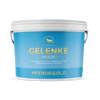 Der blaue Pferdegold Gelenke Muschelfrei 2.0 Behälter mit weißem Deckel und Pferdelogo ist ideal zur Pferde Gelenkunterstützung und für Pferde mit empfindlichem Magen geeignet.