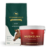 Das Pferdegold Sport Bundle: Muskelprotz getreidefrei versorgt Pferde mit einem eiweißreichen, getreidefreien Futter und Ergänzungsfuttermittel zur Unterstützung von Muskelaufbau und Energie.