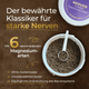 Geöffneter Eimer mit braunen Pellets, daneben Text über Pferdegold® Nerven 2.0 Nachfüllpack 3kg - Ergänzungsfutter für starke Nerven bei Pferden.