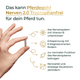 Hand hält Kapsel; Text listet Vorteile von Pferdegold® Nerven 2.0 Nachfüllpack 3kg, einem Nahrungsergänzungsmittel für Pferde zur Unterstützung starker Nerven, auf.